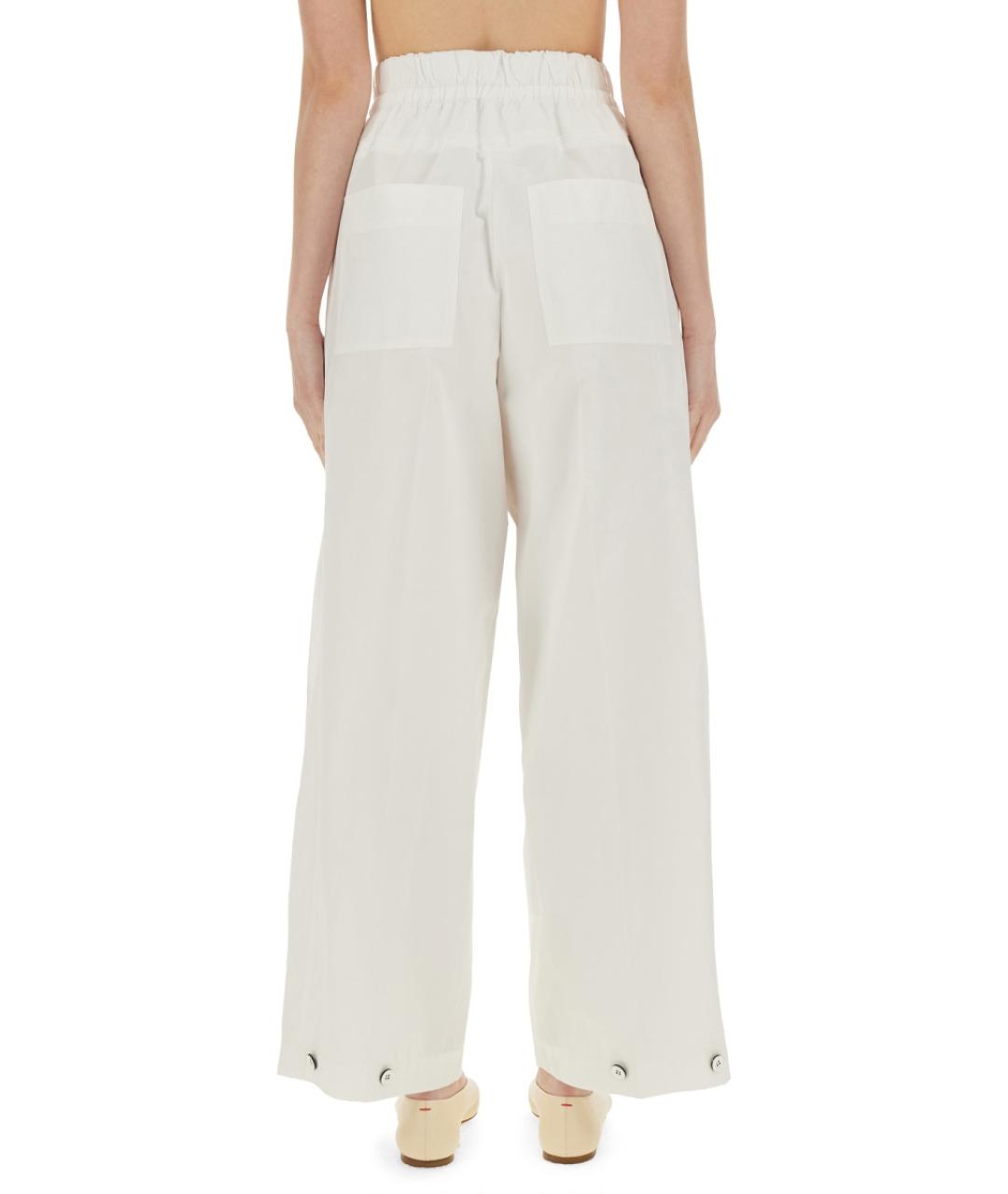 JIL SANDER Белые хлопковые прямые брюки, фото 4