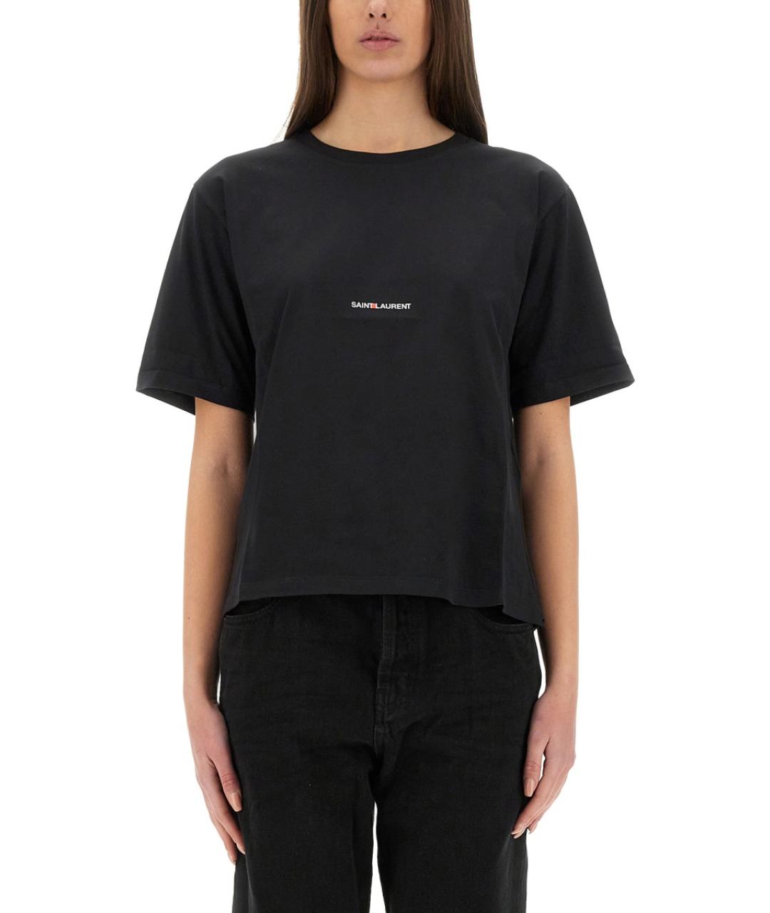 SAINT LAURENT Черная хлопковая футболка, фото 2