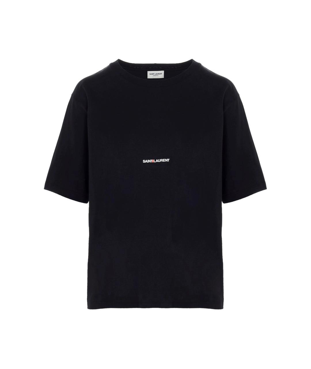 SAINT LAURENT Черная хлопковая футболка, фото 1