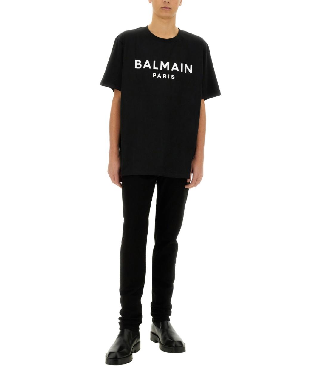BALMAIN Черная хлопковая футболка, фото 3