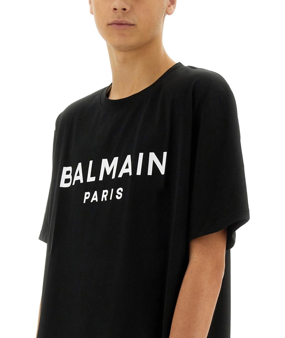BALMAIN Черная хлопковая футболка, фото 5