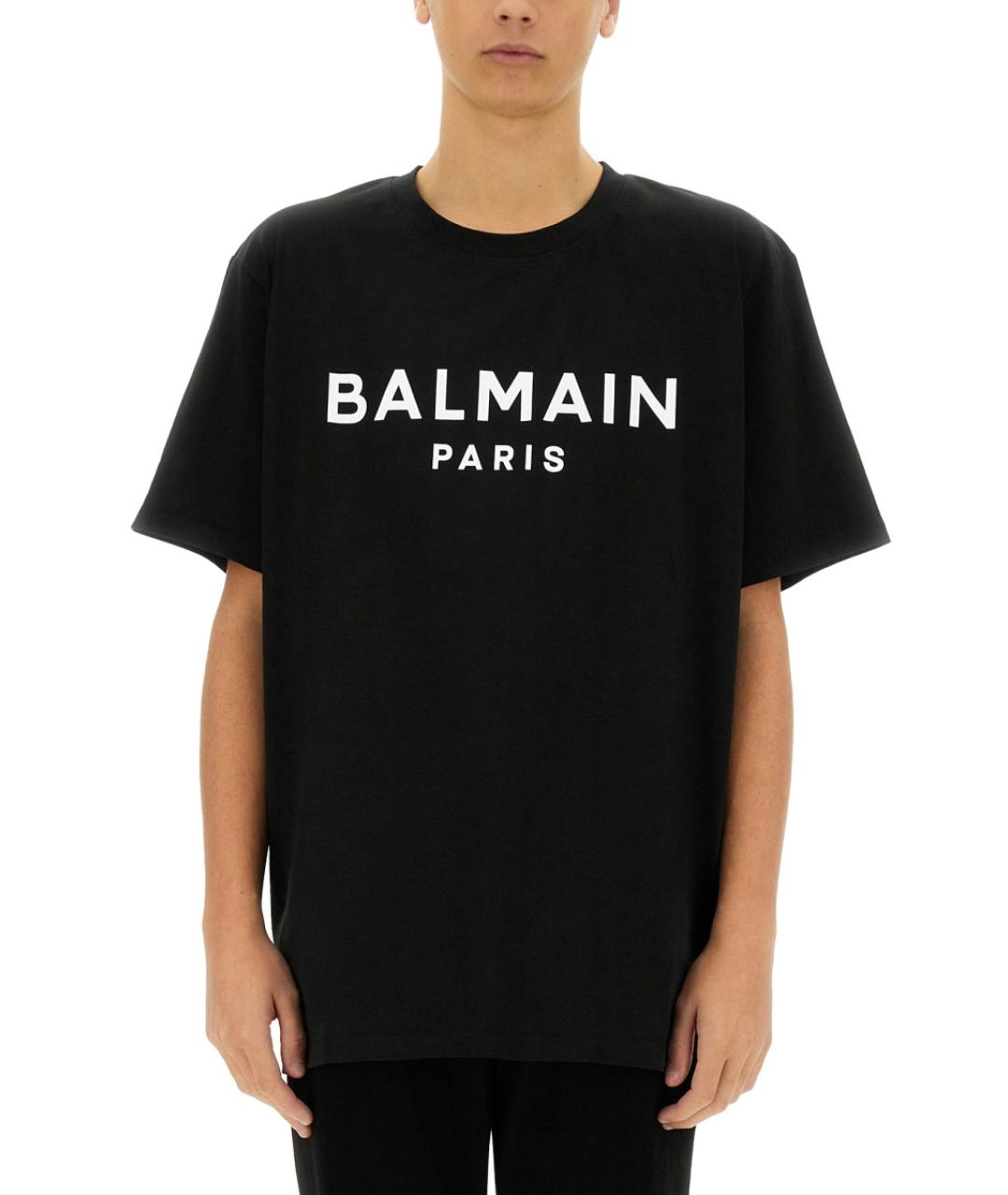 BALMAIN Черная хлопковая футболка, фото 2