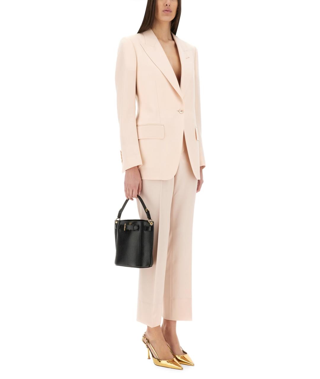 TOM FORD Розовые шерстяные прямые брюки, фото 3