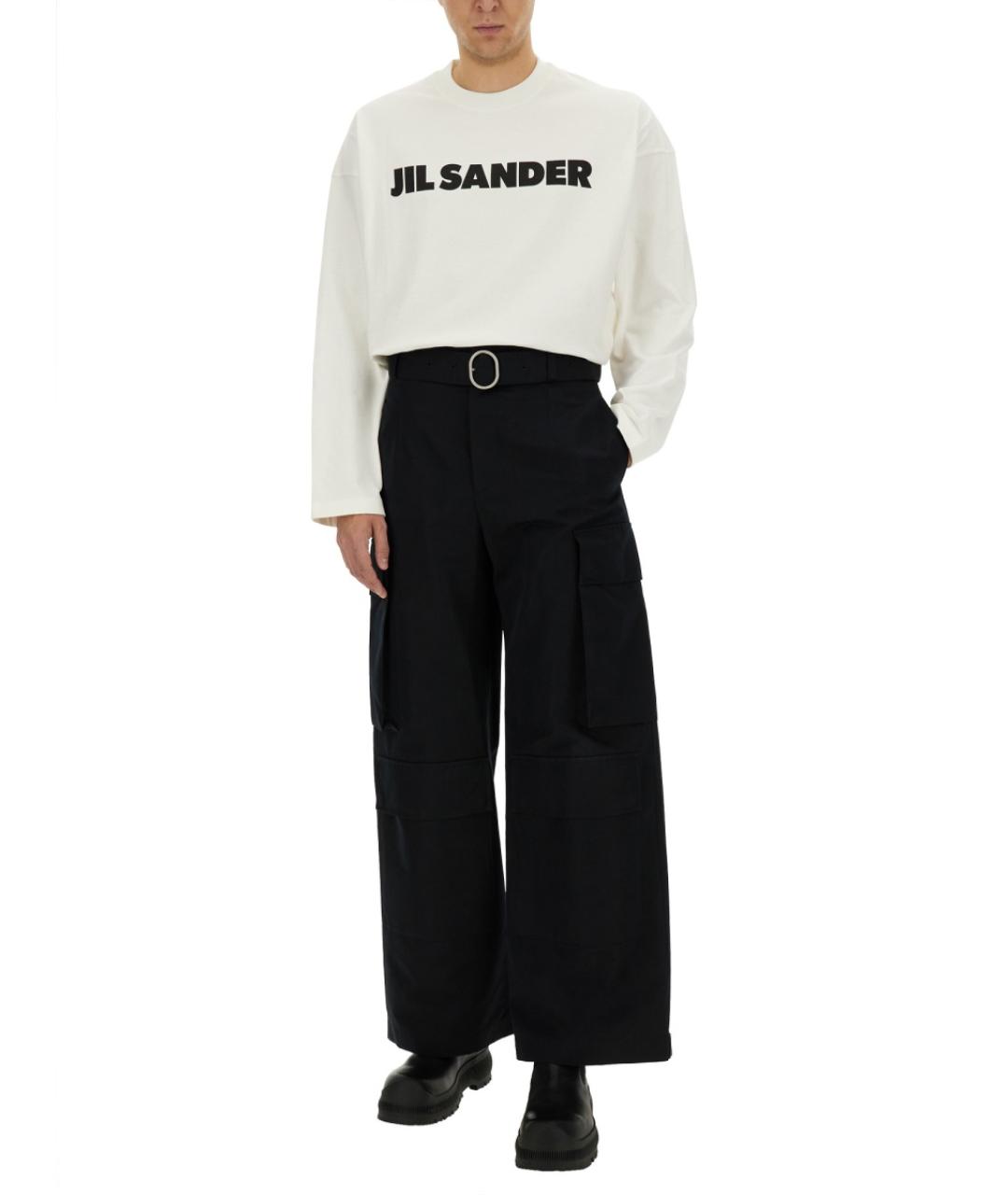 JIL SANDER Черные хлопковые повседневные брюки, фото 3