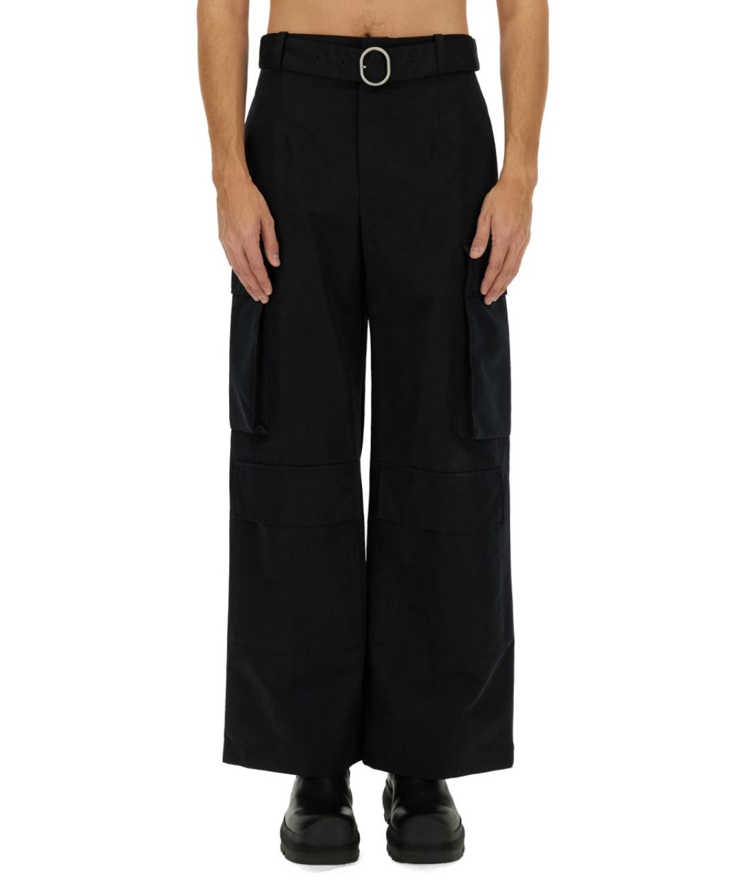 JIL SANDER Черные хлопковые повседневные брюки, фото 2
