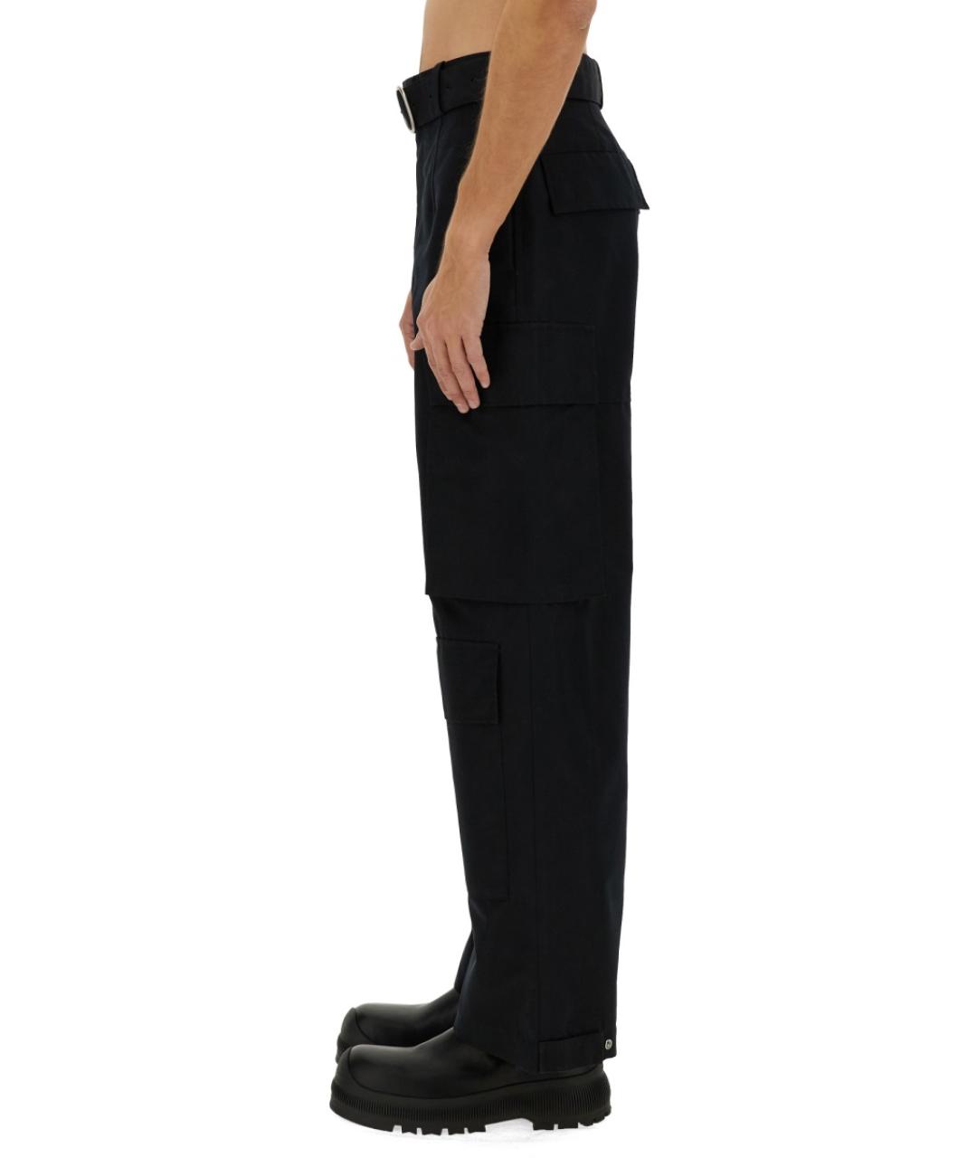JIL SANDER Черные хлопковые повседневные брюки, фото 5