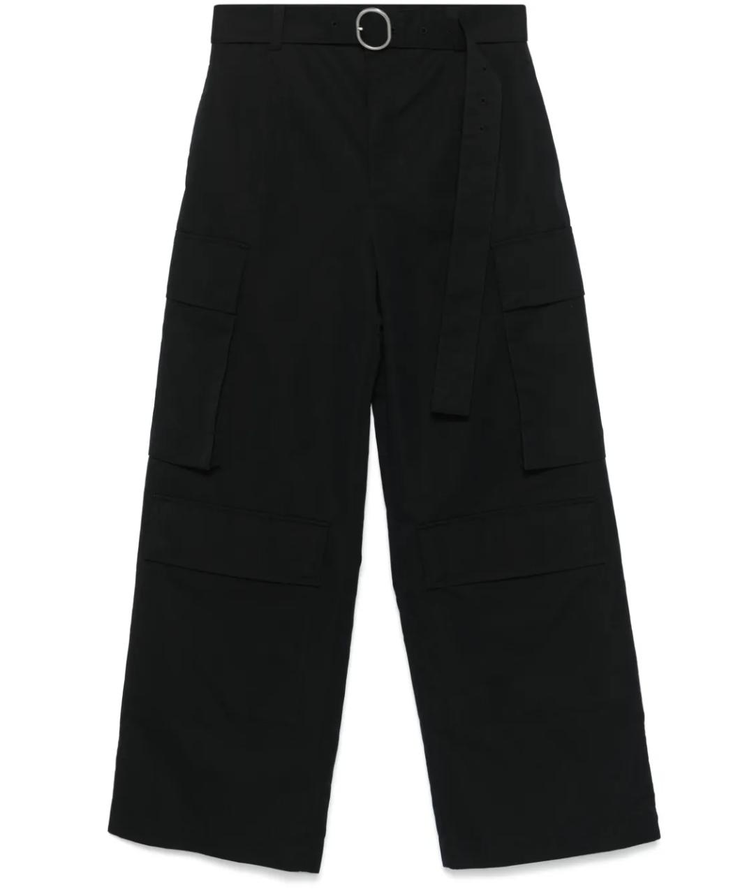 JIL SANDER Черные хлопковые повседневные брюки, фото 1