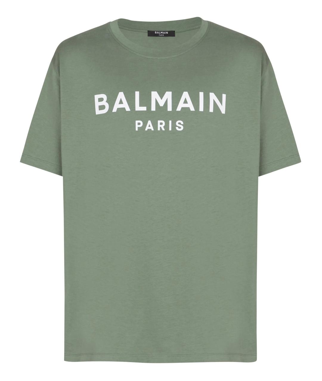 BALMAIN Зеленая хлопковая футболка, фото 1