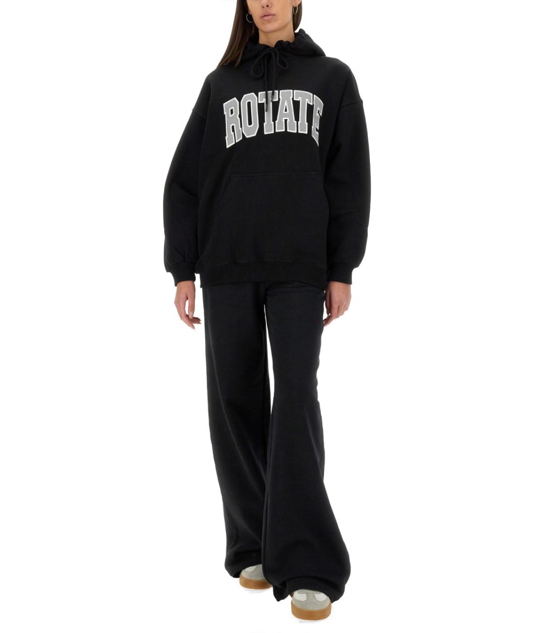 ROTATE Черные хлопковые прямые брюки, фото 2