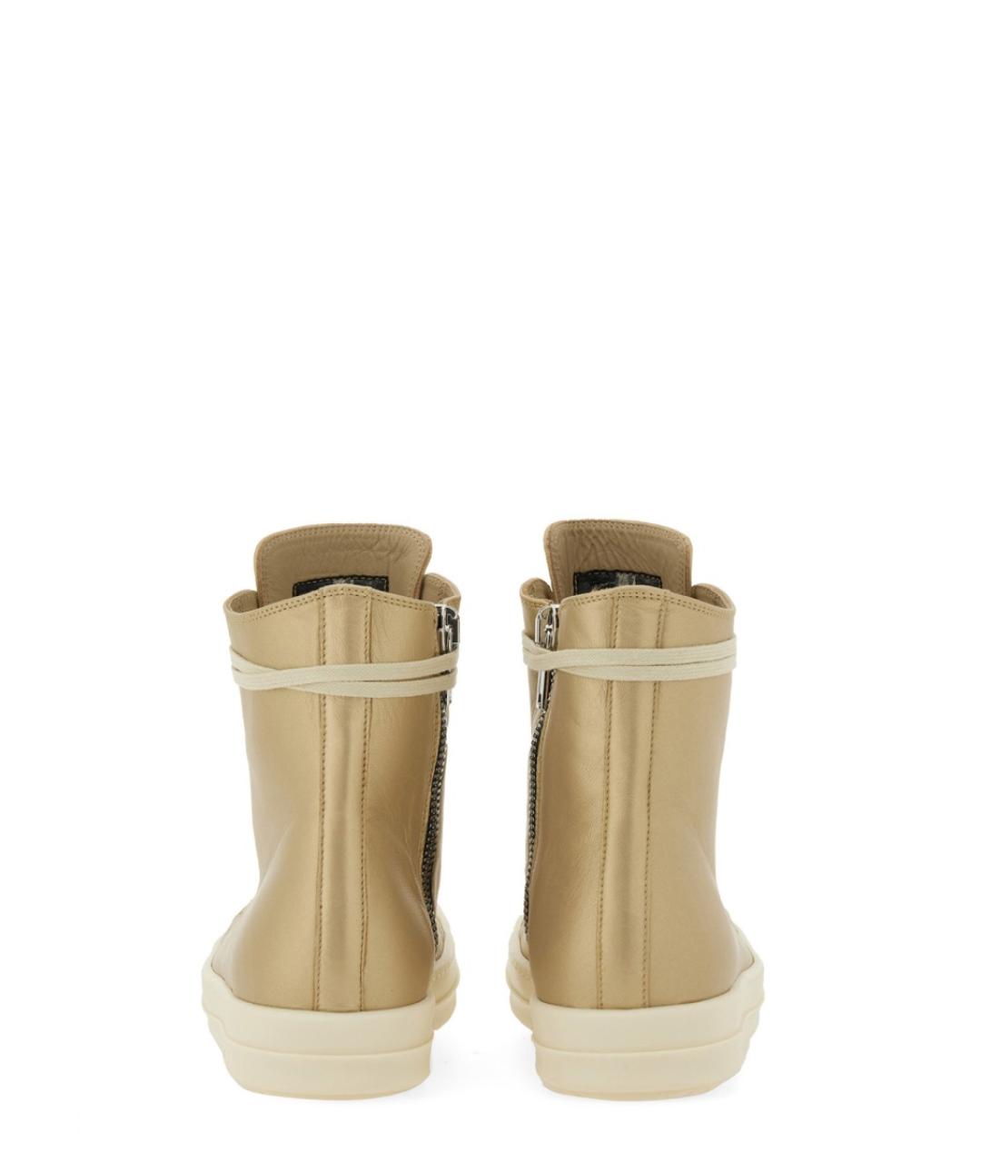 RICK OWENS Золотые кожаные кеды, фото 3