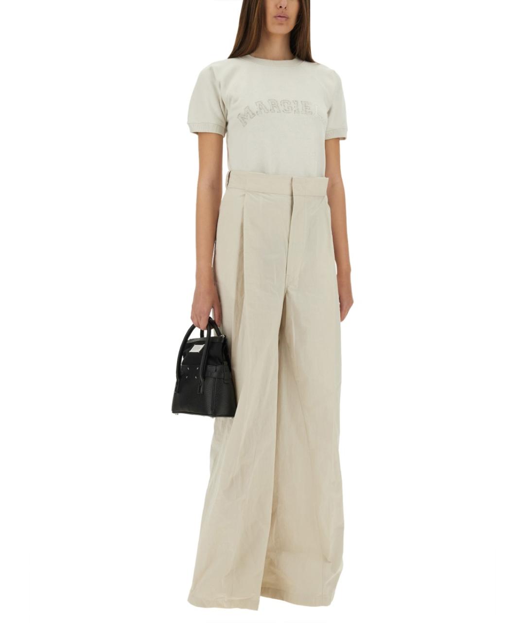 MAISON MARGIELA Бежевые хлопковые прямые брюки, фото 3