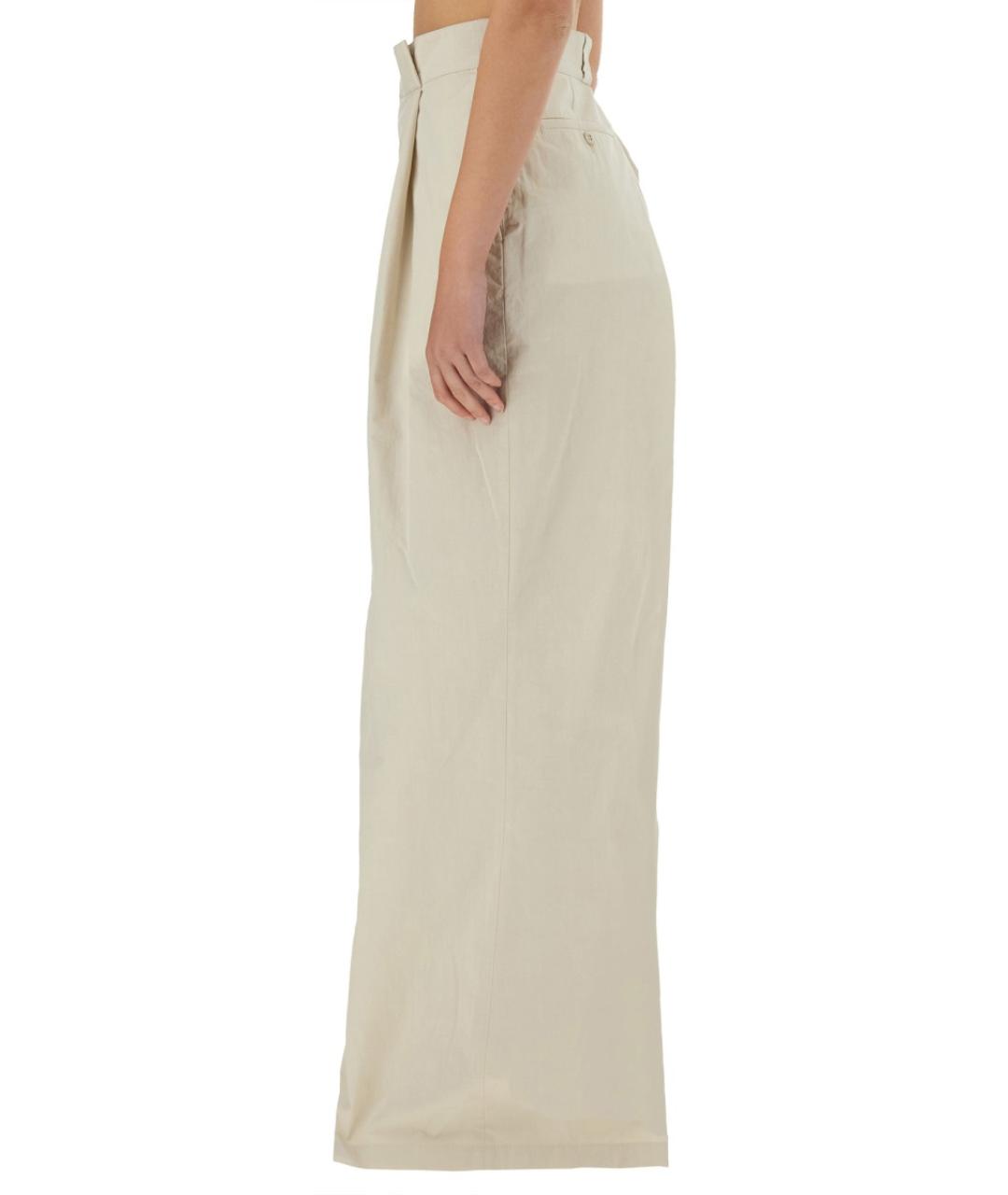 MAISON MARGIELA Бежевые хлопковые прямые брюки, фото 5