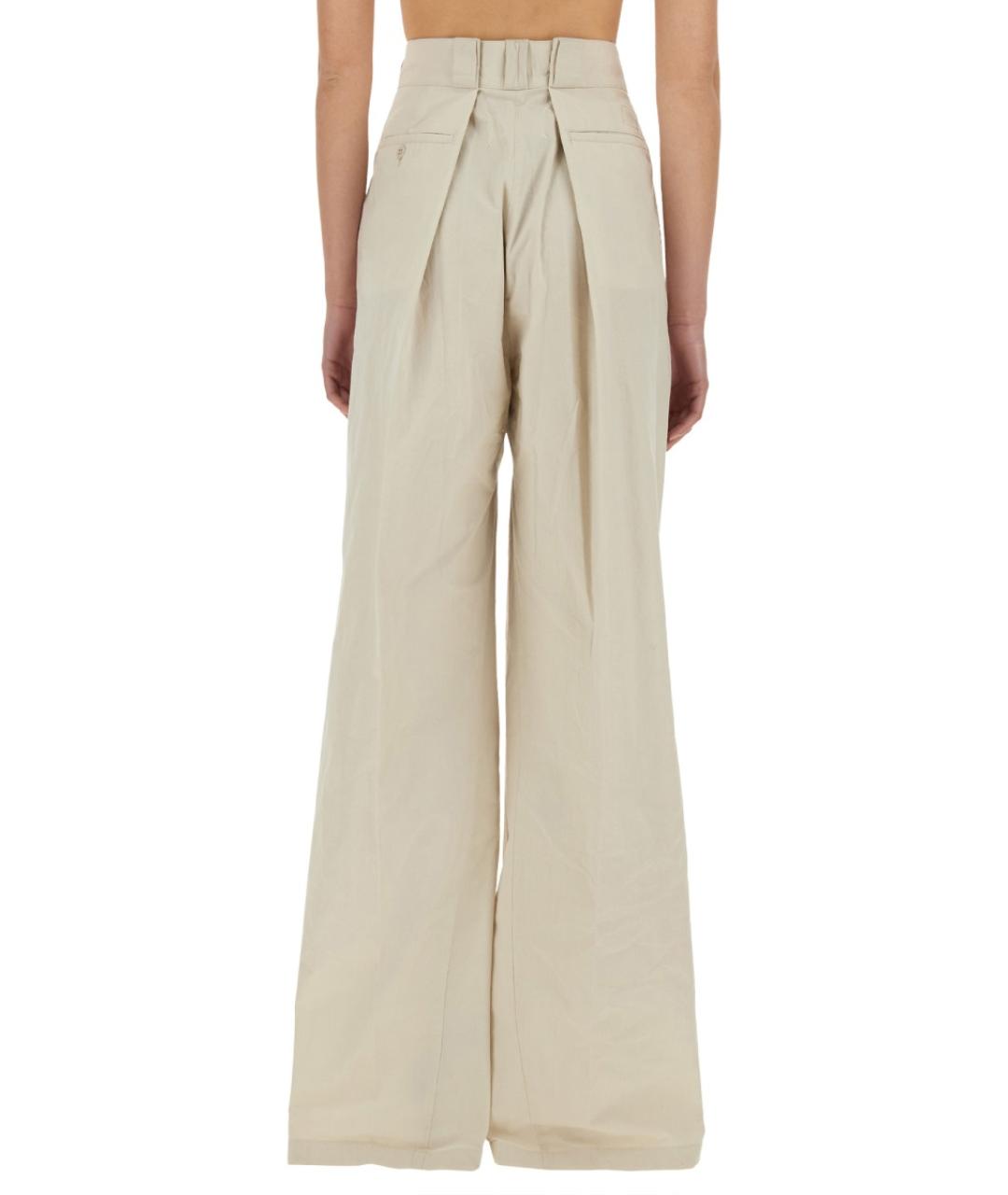 MAISON MARGIELA Бежевые хлопковые прямые брюки, фото 4