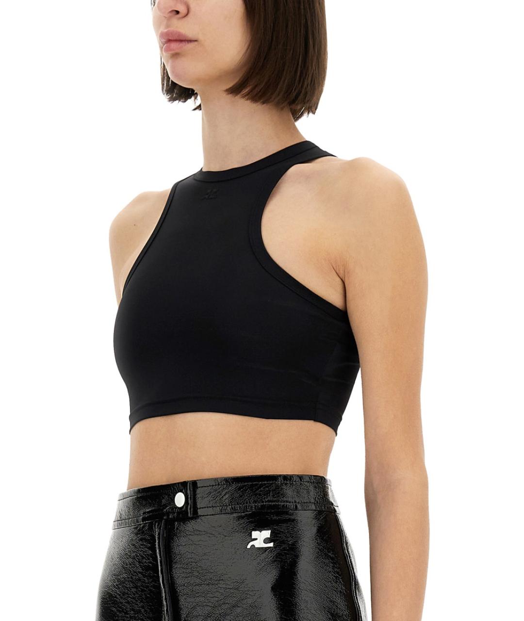 COURREGES Черная полиамидовая майка, фото 3