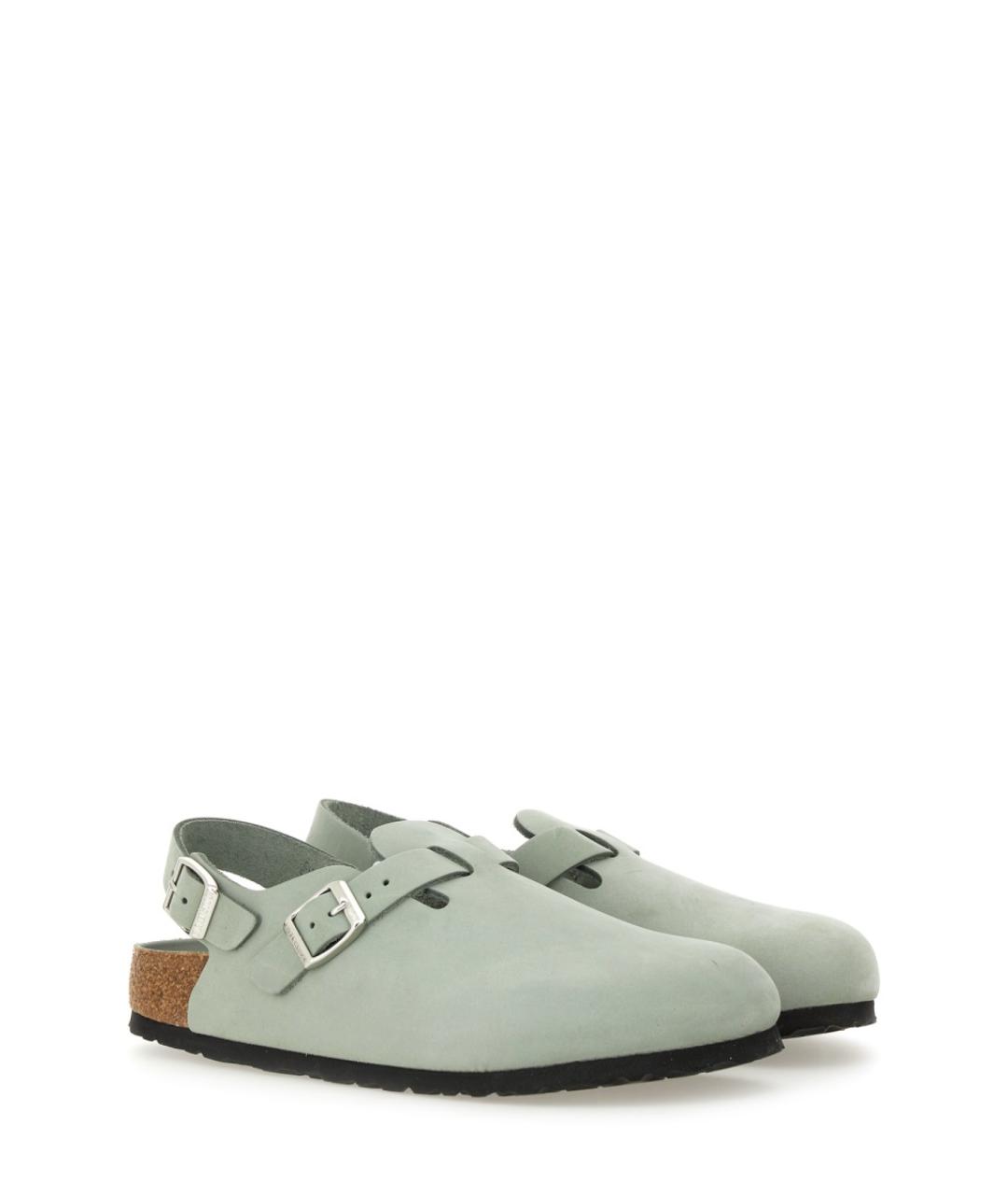 BIRKENSTOCK Зеленые кожаные сабо, фото 2