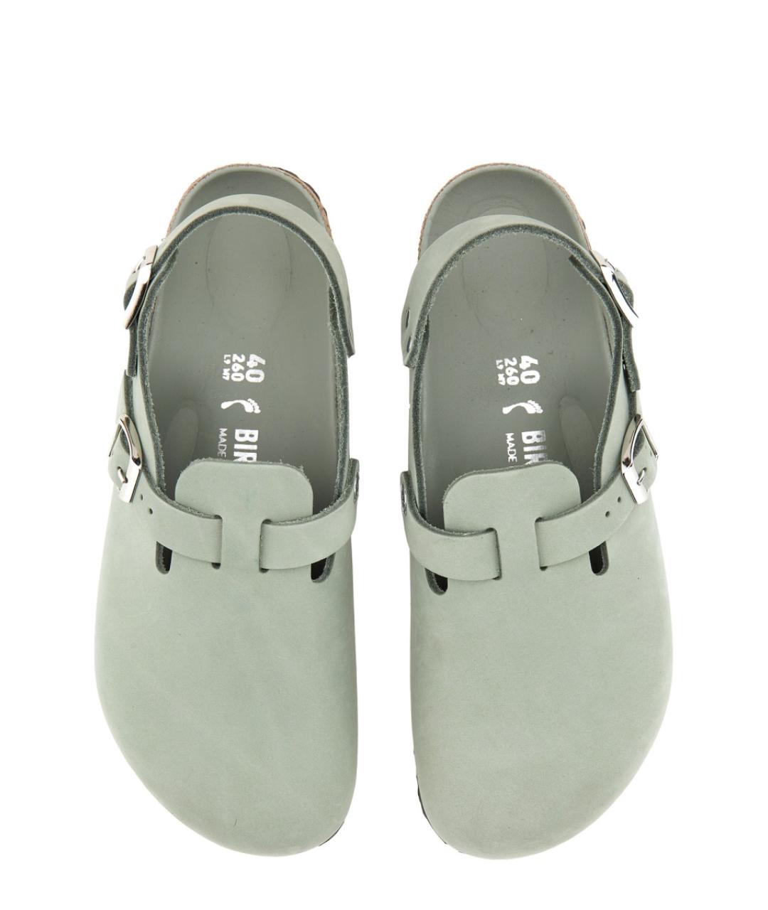 BIRKENSTOCK Зеленые кожаные сабо, фото 5