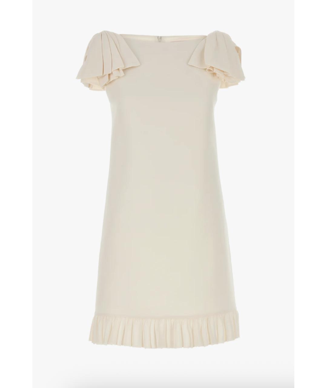 VALENTINO Бежевое шерстяное коктейльное платье, фото 6