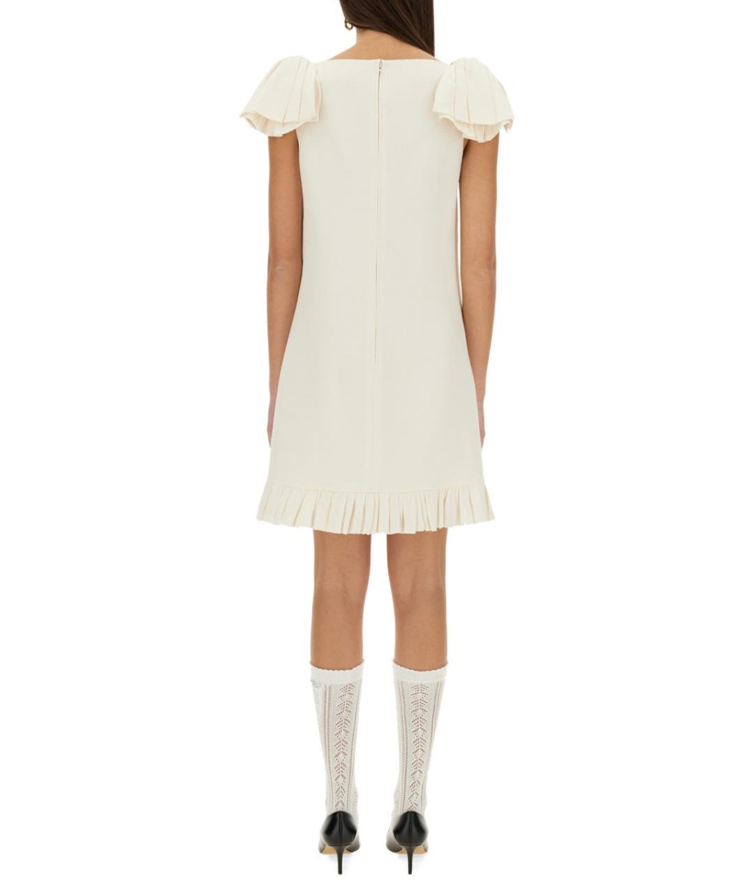 VALENTINO Бежевое шерстяное коктейльное платье, фото 4