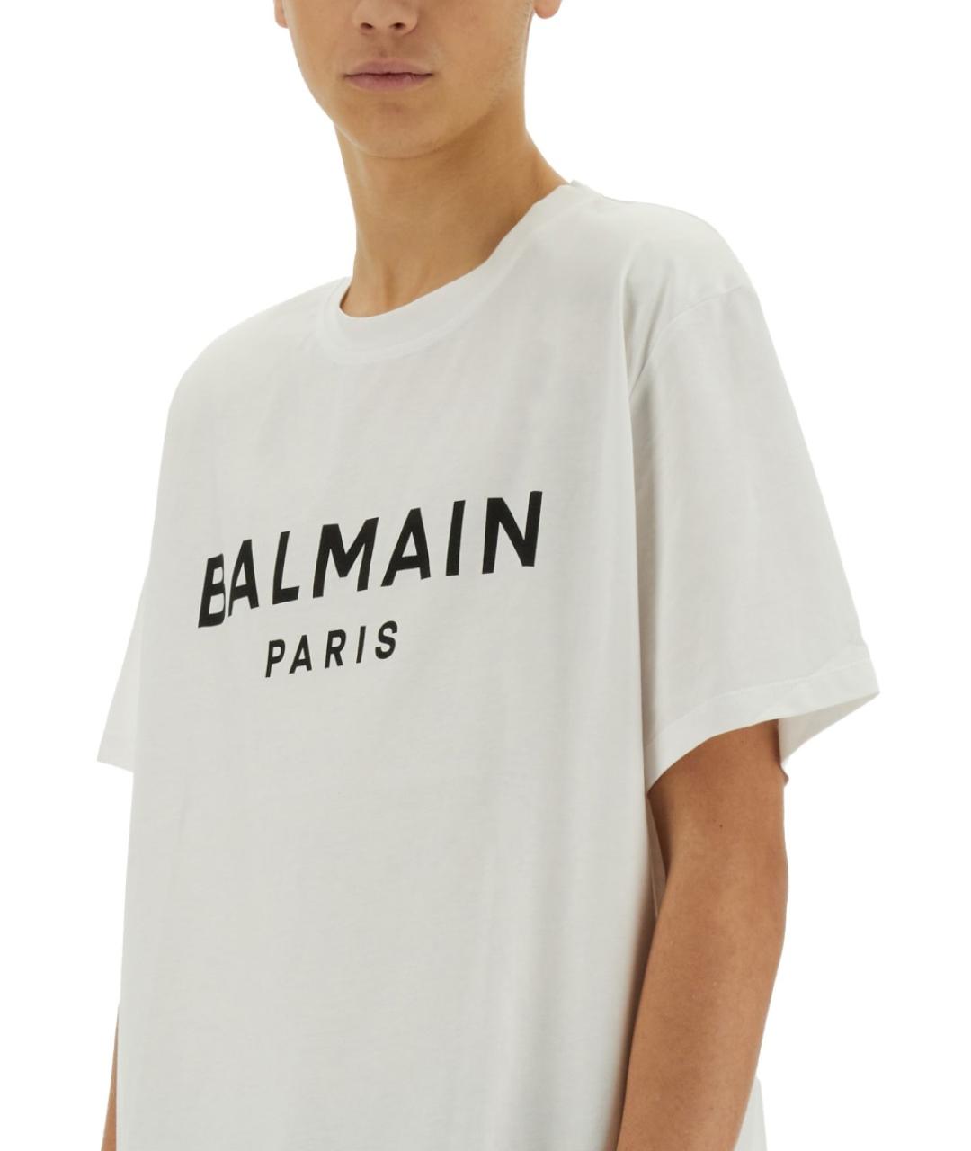 BALMAIN Белая хлопковая футболка, фото 5