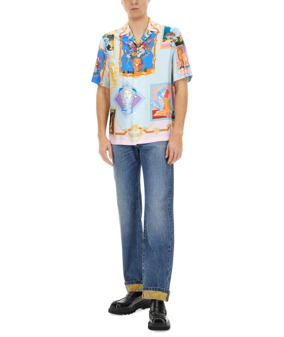 VERSACE Синие хлопковые прямые джинсы, фото 3