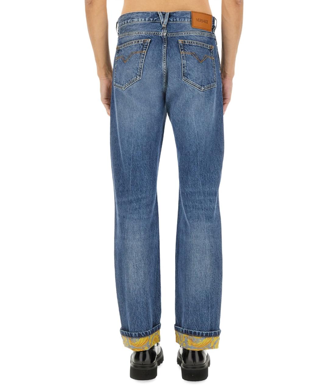 VERSACE Синие хлопковые прямые джинсы, фото 4