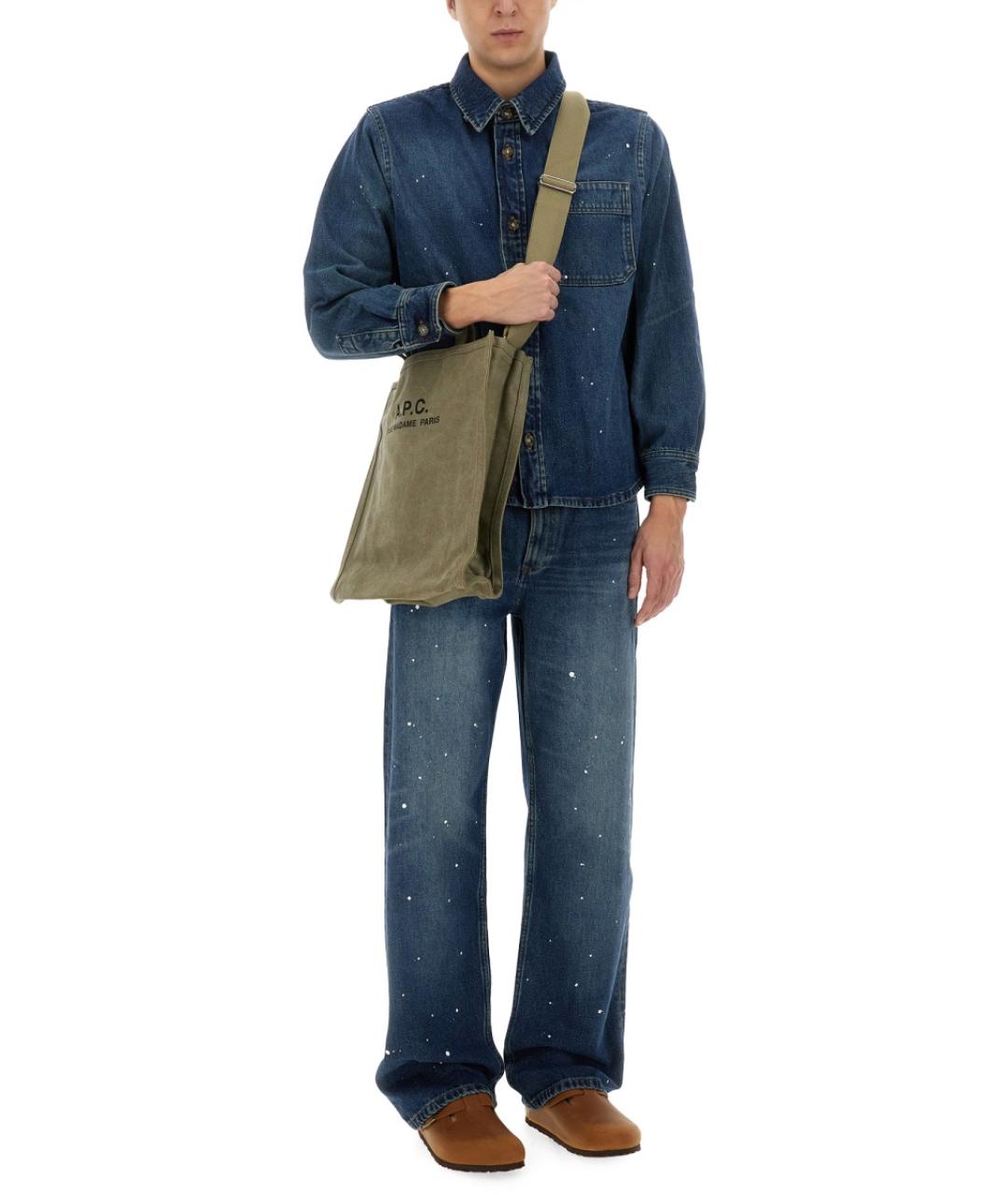A.P.C. Синяя хлопковая кэжуал рубашка, фото 3