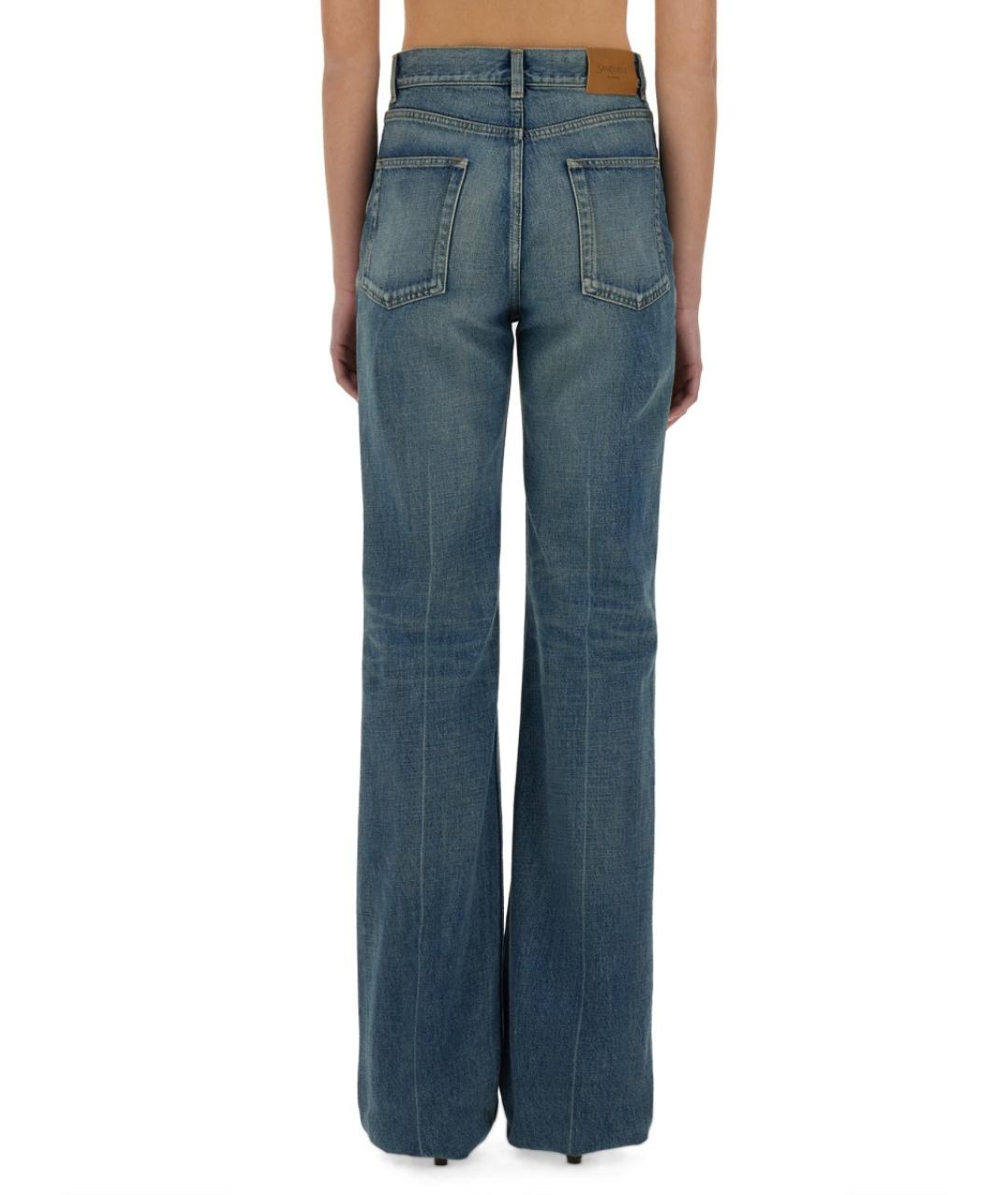 SAINT LAURENT Голубые хлопковые прямые джинсы, фото 4