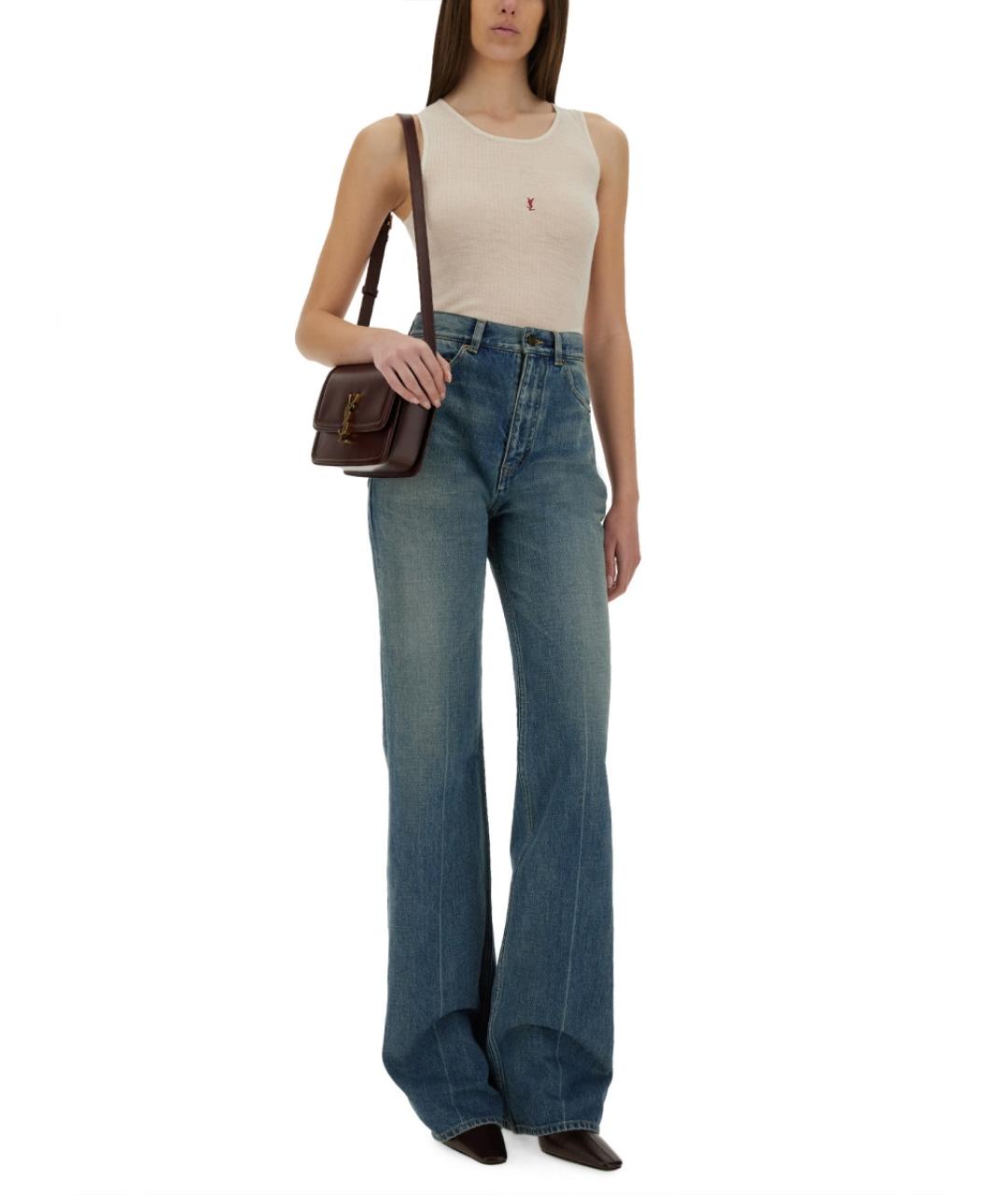 SAINT LAURENT Голубые хлопковые прямые джинсы, фото 3