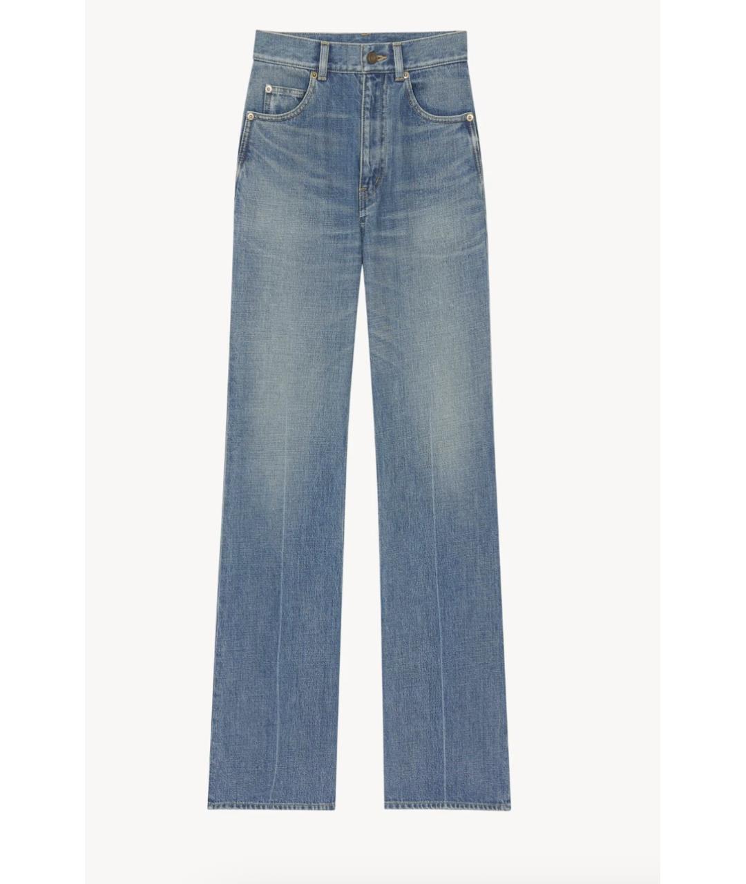 SAINT LAURENT Голубые хлопковые прямые джинсы, фото 6