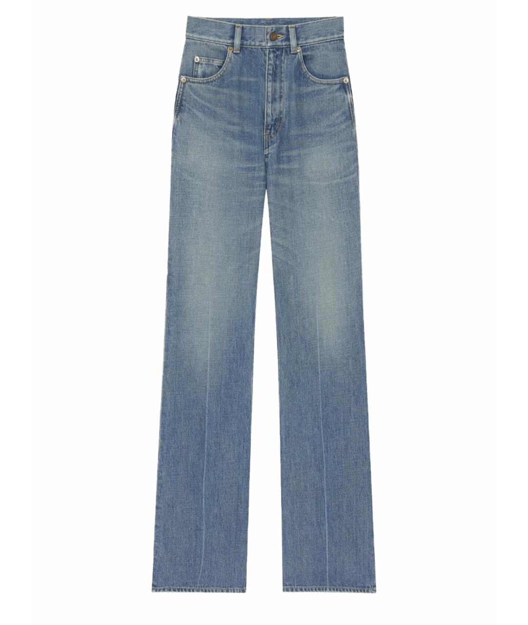 SAINT LAURENT Голубые хлопковые прямые джинсы, фото 1