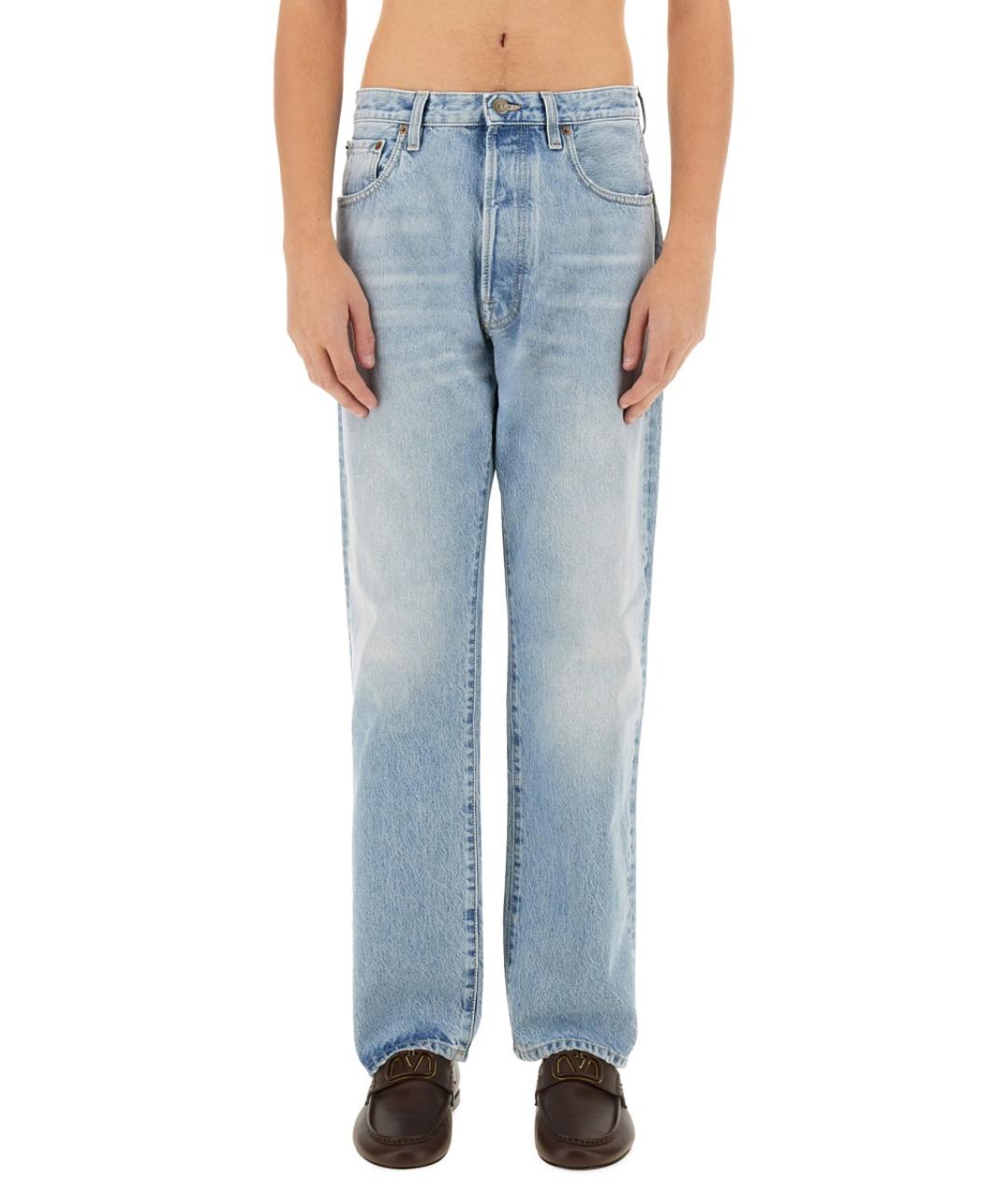 VALENTINO Голубые хлопковые прямые джинсы, фото 5