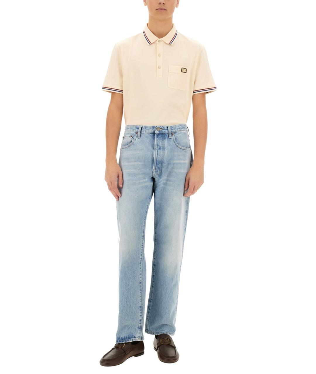 VALENTINO Голубые хлопковые прямые джинсы, фото 2