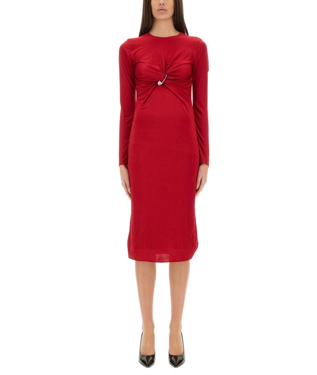 VERSACE Красное вискозное повседневное платье, фото 2