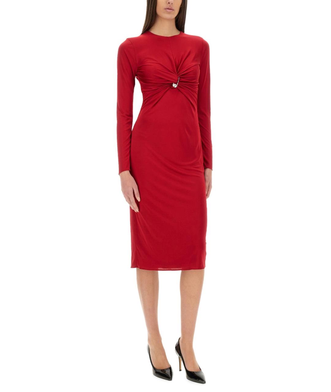 VERSACE Красное вискозное повседневное платье, фото 3