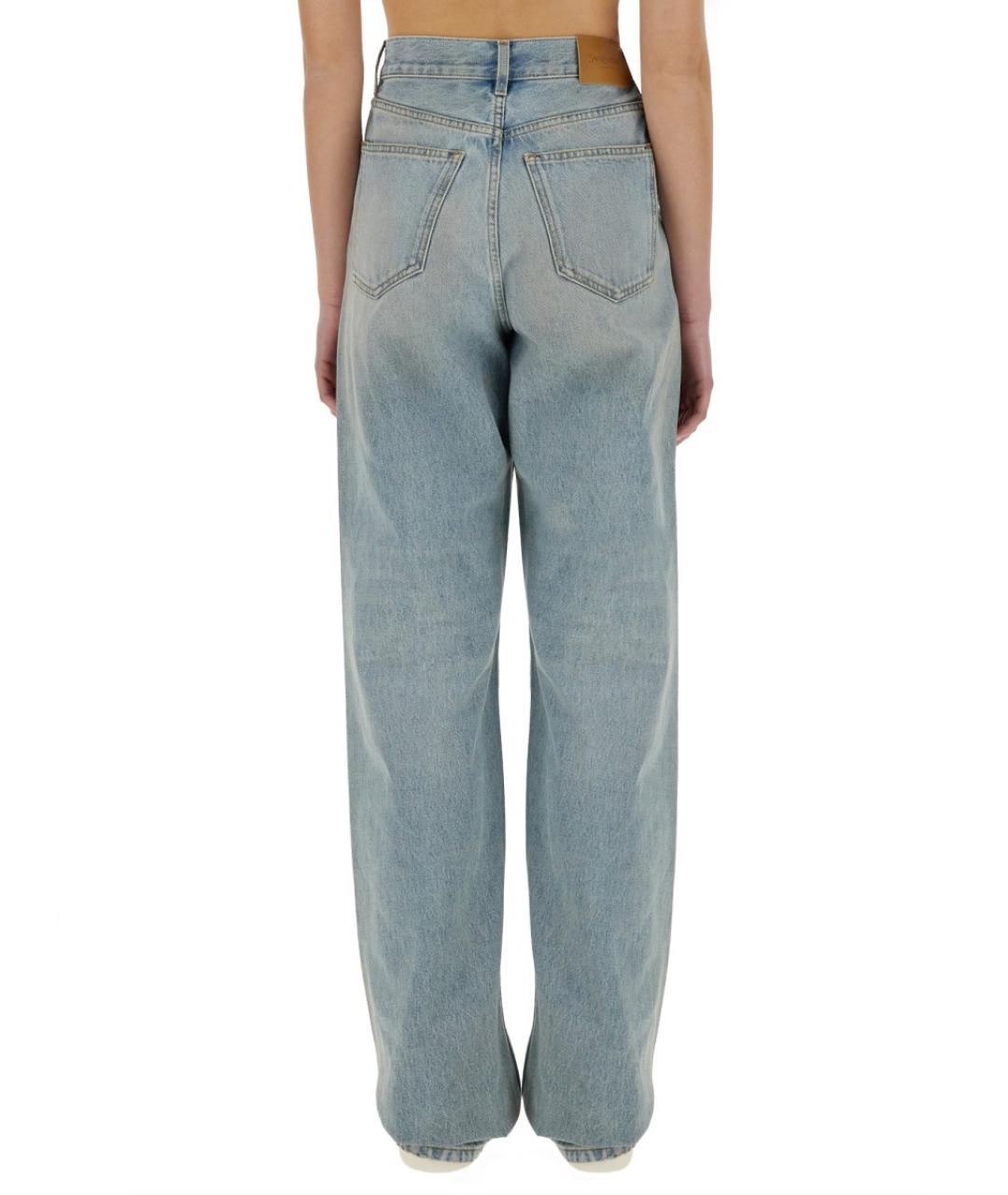 SAINT LAURENT Голубые хлопковые прямые джинсы, фото 3