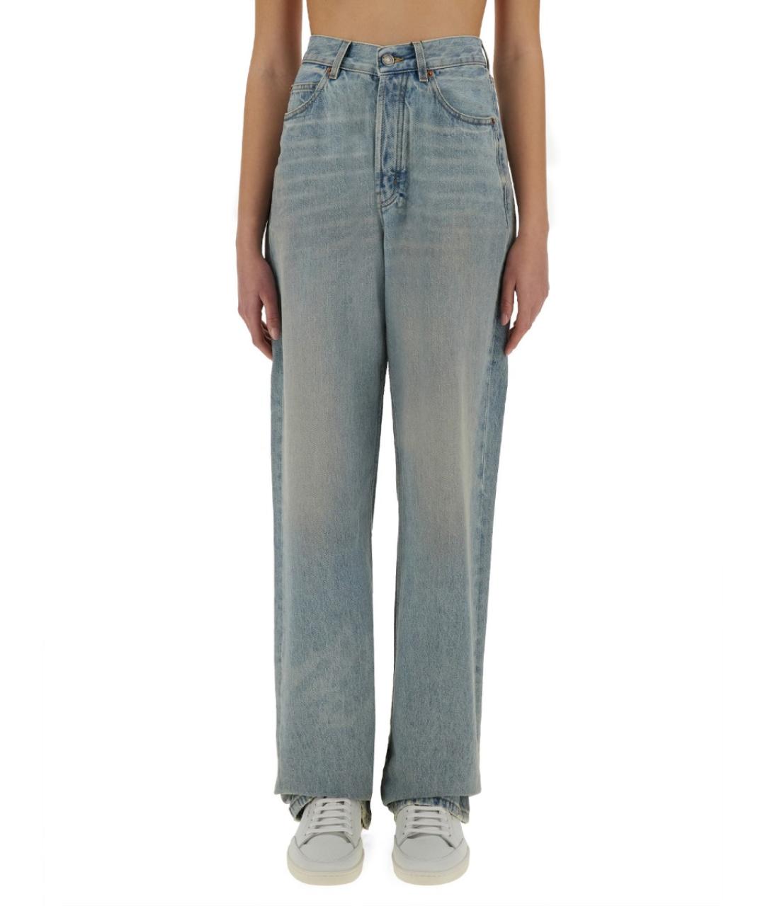 SAINT LAURENT Голубые хлопковые прямые джинсы, фото 5