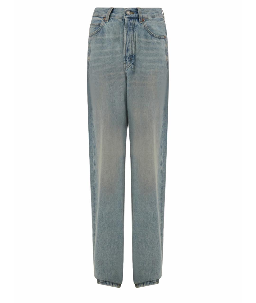 SAINT LAURENT Голубые хлопковые прямые джинсы, фото 1