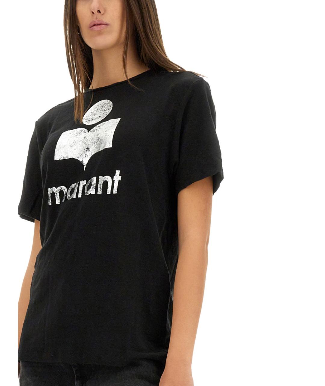 ISABEL MARANT ETOILE Черная льняная футболка, фото 5