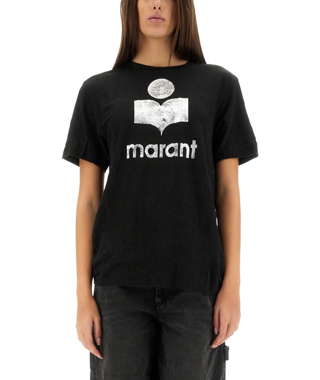 ISABEL MARANT ETOILE Черная льняная футболка, фото 2