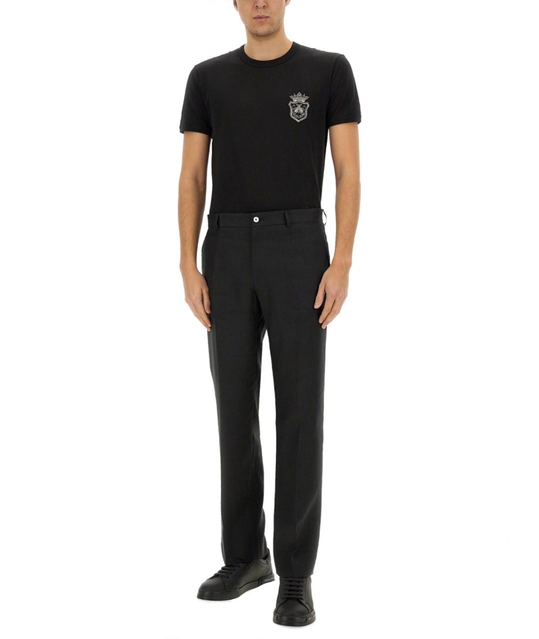 DOLCE&GABBANA Черные льняные повседневные брюки, фото 3