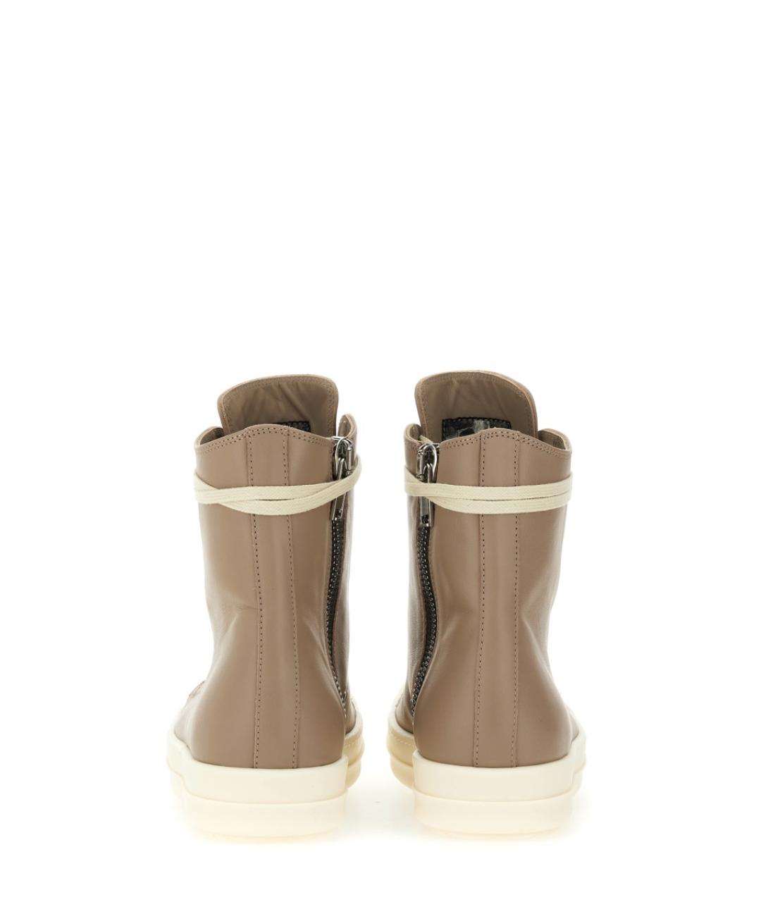 RICK OWENS Бежевые кожаные кеды, фото 3