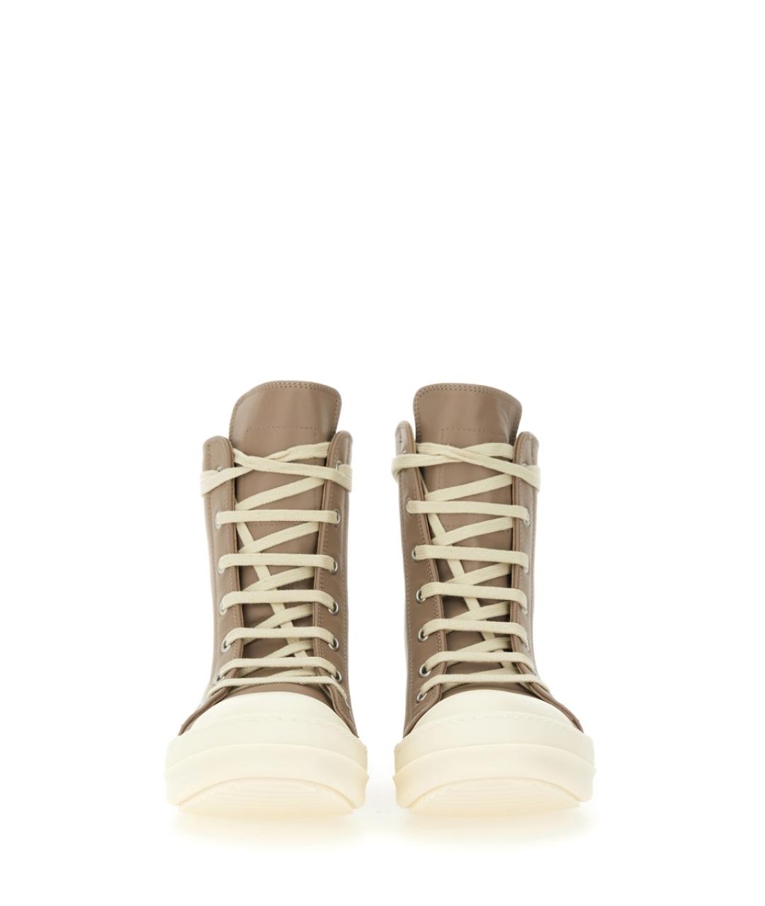 RICK OWENS Бежевые кожаные кеды, фото 4
