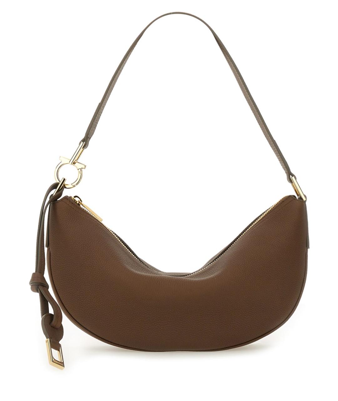FERRAGAMO Коричневая кожаная сумка через плечо, фото 1