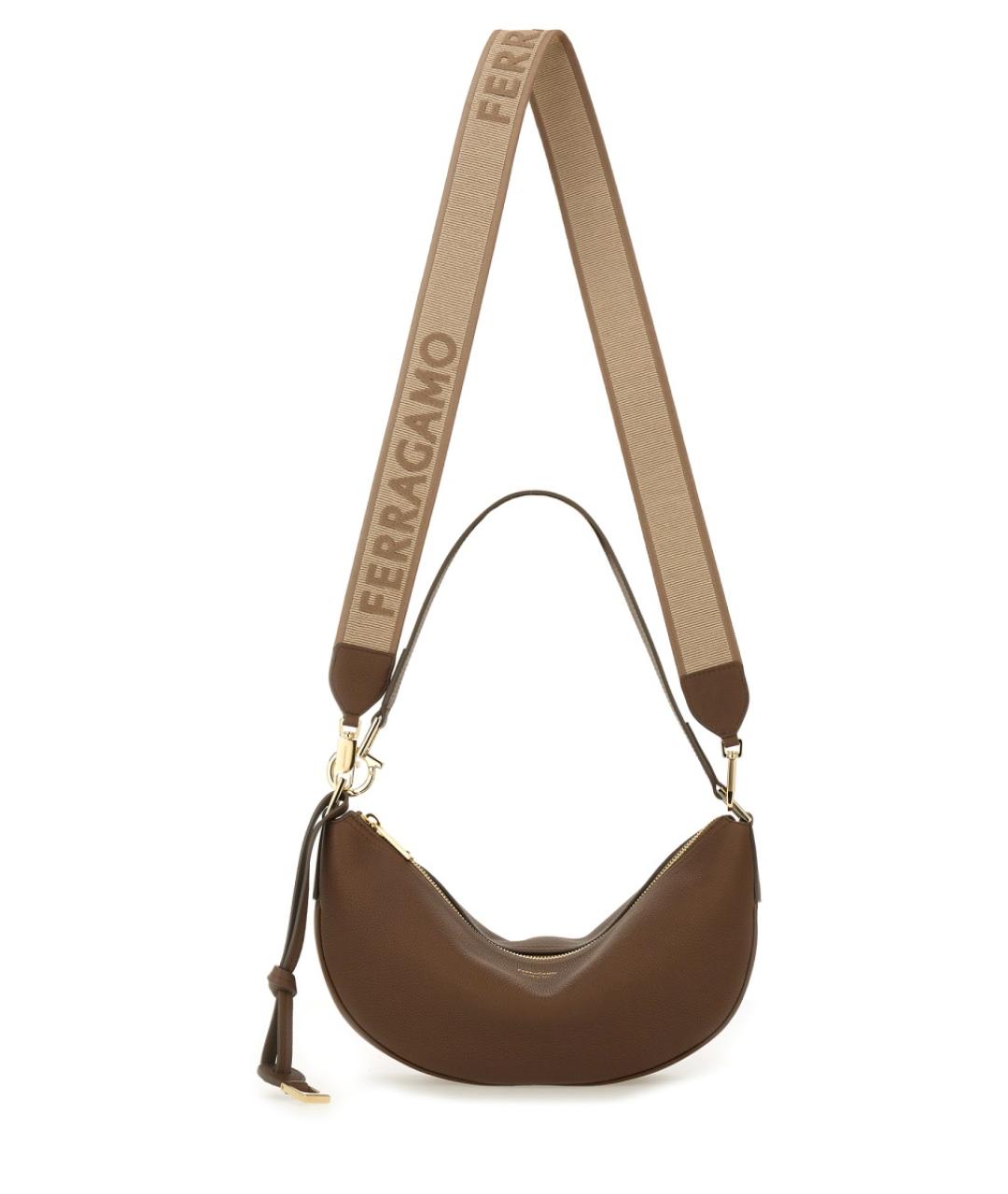 FERRAGAMO Коричневая кожаная сумка через плечо, фото 2