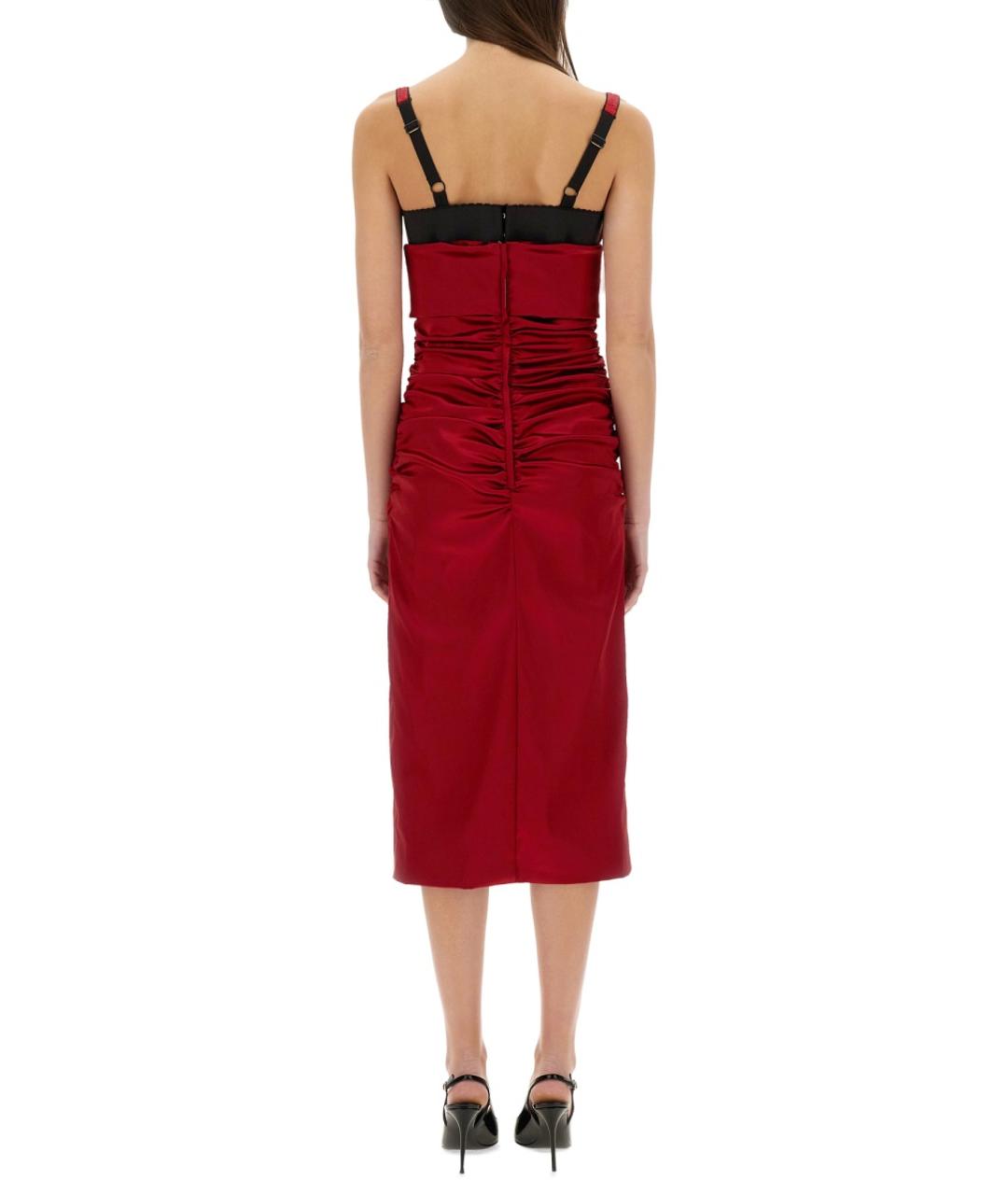 DOLCE&GABBANA Красное ацетатное коктейльное платье, фото 4