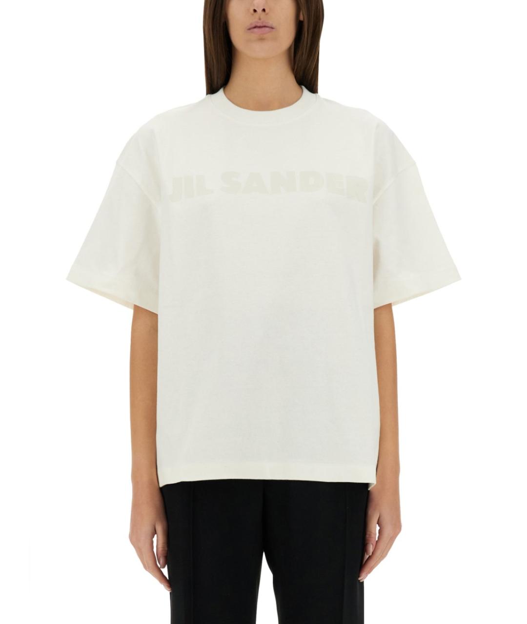JIL SANDER Белая хлопковая футболка, фото 2