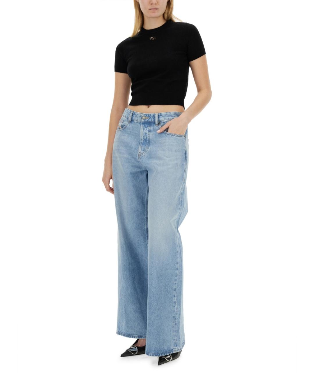 DIESEL Голубые хлопковые прямые джинсы, фото 3