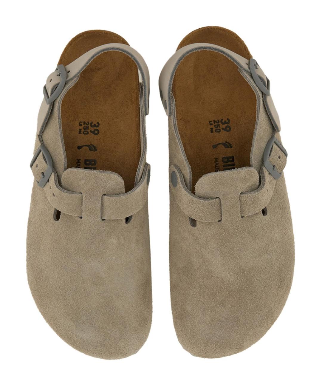 BIRKENSTOCK Бежевые замшевые сабо, фото 6