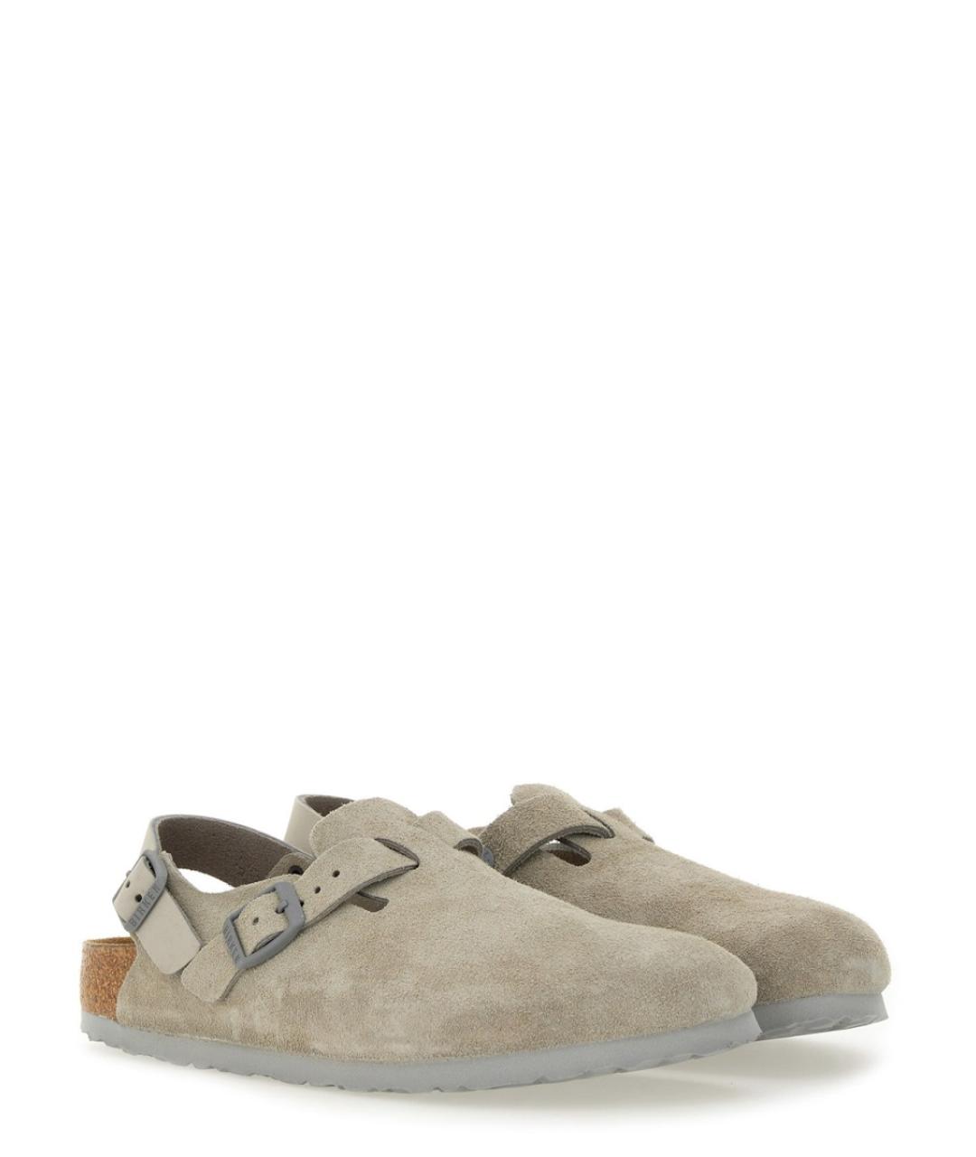 BIRKENSTOCK Бежевые замшевые сабо, фото 2