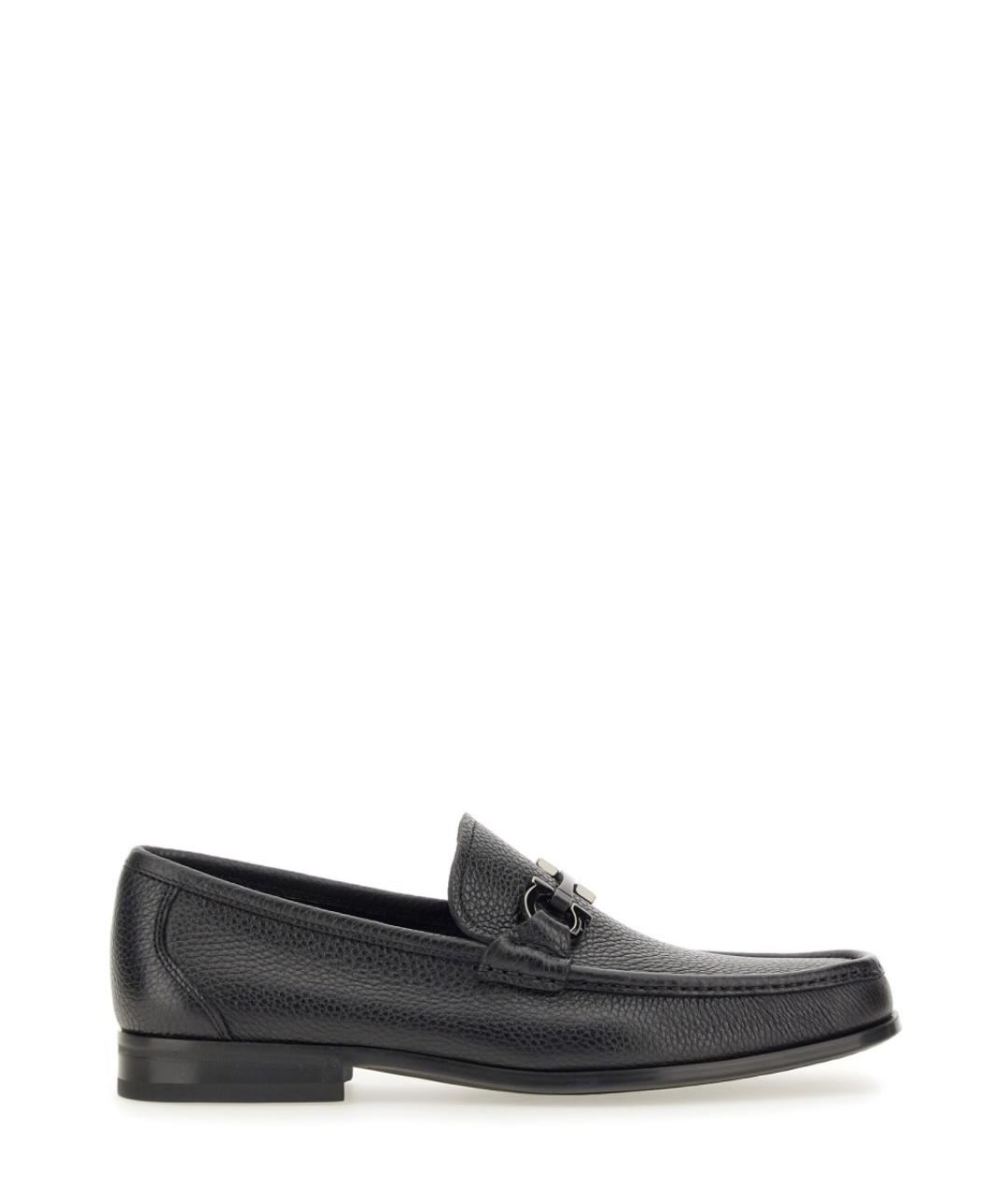 FERRAGAMO Черные кожаные лоферы, фото 1